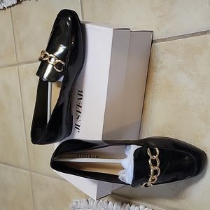 Black Gold Chain Loafers
